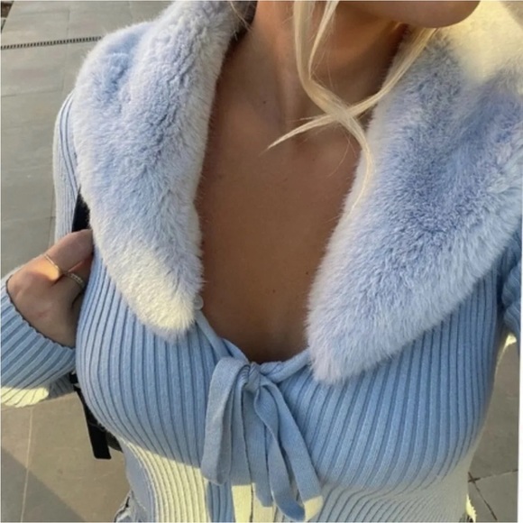 Zara Faux fur ribbed cardigan - Picture 3 of 7